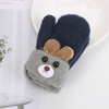 Cartoon Bear Shape Knitted Wool Double Layer Plus Velvet Thick Warm Children Gloves Mittens, Suitable Age:0-3 Years Old(Navy)