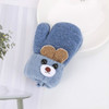 Cartoon Bear Shape Knitted Wool Double Layer Plus Velvet Thick Warm Children Gloves Mittens, Suitable Age:0-3 Years Old(Blue)