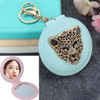 Cartoon Leopard Head Makeup Mirror Bag Hanging Portable Mirror(Sky Blue)