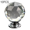 10 PCS 30mm K9 Plated Transparent Glass Crystal Spherical Single Hole Drawer Handle(Transparent)