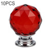 10 PCS 30mm K9 Plated Transparent Glass Crystal Spherical Single Hole Drawer Handle(Red)