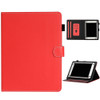 For 7 inch Universal Solid Color Horizontal Flip Leather Case with Card Slots & Holder & Pen Slot(Red)