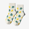 Tropical Fruit Pattern Personality Trend Tube Ladies Cotton Socks(Beige lemon)