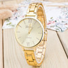 2 PCS Women Large Dial Stainless Steel Fine Strap Quartz Watch(Gold)