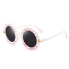 Women Vintage Round Frame Gradient Shades Sun Glasses(Black and Pink)