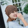 Thin Breathable Lace Wrap Cap Golden Dripping Turban Hat(Brown)