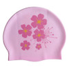Pink Flowers Pattern Earmuffs Silicone Waterproof Swimming Cap for Women