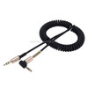 3.5mm 3-pole Male to Male Plug Audio AUX Retractable Coiled Cable, Length: 1.5m(Black)