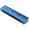 Wooden 16-holes Double-row Harmonica for Beginners, Color:Blue fish