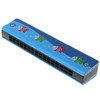 Wooden 16-holes Double-row Harmonica for Beginners, Color:Blue fish