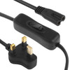 2 Prong Style UK Plug AC Power Cord with 304 Switch, Length: 1.2m(Black)