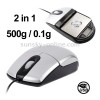 2 in 1 (USB Port Optical Mouse + 500g x 0.1g Electronic Pocket Scale)(Silver)