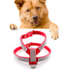 Rhinestone PU Soft Breathable Dog Harness Pet Vest Dog Chest Strap Leash Dog Collar, Size: M (Red)