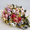 2 Bundle Retro Tea Roses Bride Bouquet Artificial Flowers(Dark Pink)