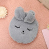 300ml Cartoon Irrigation Hand Warmer Rabbit Expression-proof Mini Water Bag Injection Hot Water Bottle Bag(Light Gray)