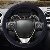 Universal Car Genuine Leather Embossing Steering Wheel Cover, Diameter: 38cm(Black)