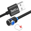 TOPK 1m 2.4A Max USB to 90 Degree Elbow Magnetic Charging Cable with LED Indicator, No Plug(Black)