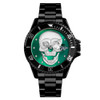 SKMEI 9195 Fashion Water-inlaid Drill Skull Nightlight Waterproof Quartz Watch Steel Strip Watch for Men(Black Green)