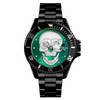 SKMEI 9195 Fashion Water-inlaid Drill Skull Nightlight Waterproof Quartz Watch Steel Strip Watch for Men(Black Green)