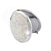 Diamond-encrusted Metal Double Side Folding Mini Portable Round Small Makeup Mirror(Color White )