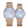 CAGARNY 6812 Round Dial Alloy Gold Case Fashion Couple Watch Men & Women Lover Quartz Watches with Stainless Steel Band