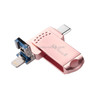 Richwell 128G Type-C + 8 Pin + USB 3.0 Metal Flash Disk with OTG Function(Rose Gold)