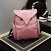 Owl Pattern Shoulder Bag Female PU Personality Backpack(Pink)
