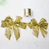 2 Rolls Christmas Sequins Ribbon Bow Ornament(Golden Sequins)