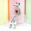 2 PCS Christmas Plaid Wool Line Long Foot Mouse Doll Ornament Gift(Khaki )