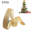5 PCS 2m Christmas Party Decoration Glitter Powder Christmas Tree Decoration Ribbon(Gold)