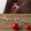 Sweet Fashion Design Romantic Women Cherry Shaped Bow Hairpin Elegant Twist Hair Clip Headdress(Silver)