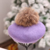 Women Retro Plush Ball Beret Loose Cashmere Beanie Hat, Size:One Size(Purple)