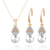 Fashion Diamond Ladies Crystal Zircon Drop Necklace Earring Set(White)