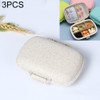 3 PCS 8-Grid Double-layer Portable Mini Straw Pill Storage Box(Wheat Beige)