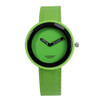 Simple Style Round Dial Matte Leather Strap Quartz Watch for Men / Women(Green )
