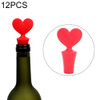 12 PCS Silicone Wine Stopper Poker Series Wine Stopper(Red Peach Heart)