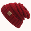 CC Letter Solid Color Wool Hats Concise Knitting Hat(Red)