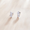 S925 Sterling Silver Silver Shining Cube Zircon Ear Studs Women Earrings(White Silver)