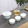 5 in 1 Hand-painted Outdoor Portable Travel Storage Teapot Kungfu Cup Tea Set(Fish in the water)