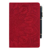 For iPad Pro 9.7 inch Calf Pattern Double Folding Design Embossed Leather Case with Holder & Card Slots & Pen Slot & Elastic Band(Red)