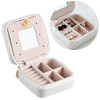 Macaron Small Jewelry Box Rings and Earrings Mirrored Travel Storage Case(White)