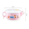 450ml Stainless Steel Interior And Plastic Exterior Double Layer Cartoon Style Bowl With Cover And Handles For Child At Age 2 To 9(Pink)