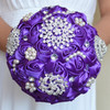 Wedding Holding Pearl Diamond Flowers Bridal Bouquet Accessories Bridesmaid Rhinestone Party Wedding Decoration Supplies, Diameter: 20cm(Purple)