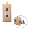 RQW-02 3 in 1 USB 2.0 & 8 Pin & Micro USB 64GB Flash Drive, for iPhone & iPad & iPod & Most Android Smartphones & PC Computer(Gold)