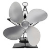 4-Blade Aluminum Heat Powered Fireplace Stove Fan (Silver)