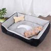 Dog Bone Pattern Big Soft Warm Kennel Pet Dog Cat Mat Blanket, with Blanket Size: S, 60×45×15cm (Black Grey)