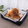 Dog Bone Pattern Big Soft Warm Kennel Pet Dog Cat Mat Blanket, with Rattan Mat & Blanket Size: XS, 50×40×15cm (Black Grey)