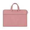 ST06 Waterproof PU Leather Zipper Hidden Portable Strap One-shoulder Handbag for 14.1 inch Laptops, with Suitcase Belt (Pink)