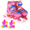 Children Full-flash White Double-row Roller Skates Skating Shoes, Straight Row+Double Row Wheel, Size : M(Pink)