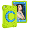 For iPad MINI 4/5 EVA + PC Flat Protective Shell with 360 ° Rotating Bracket(Grass Green+Blue)